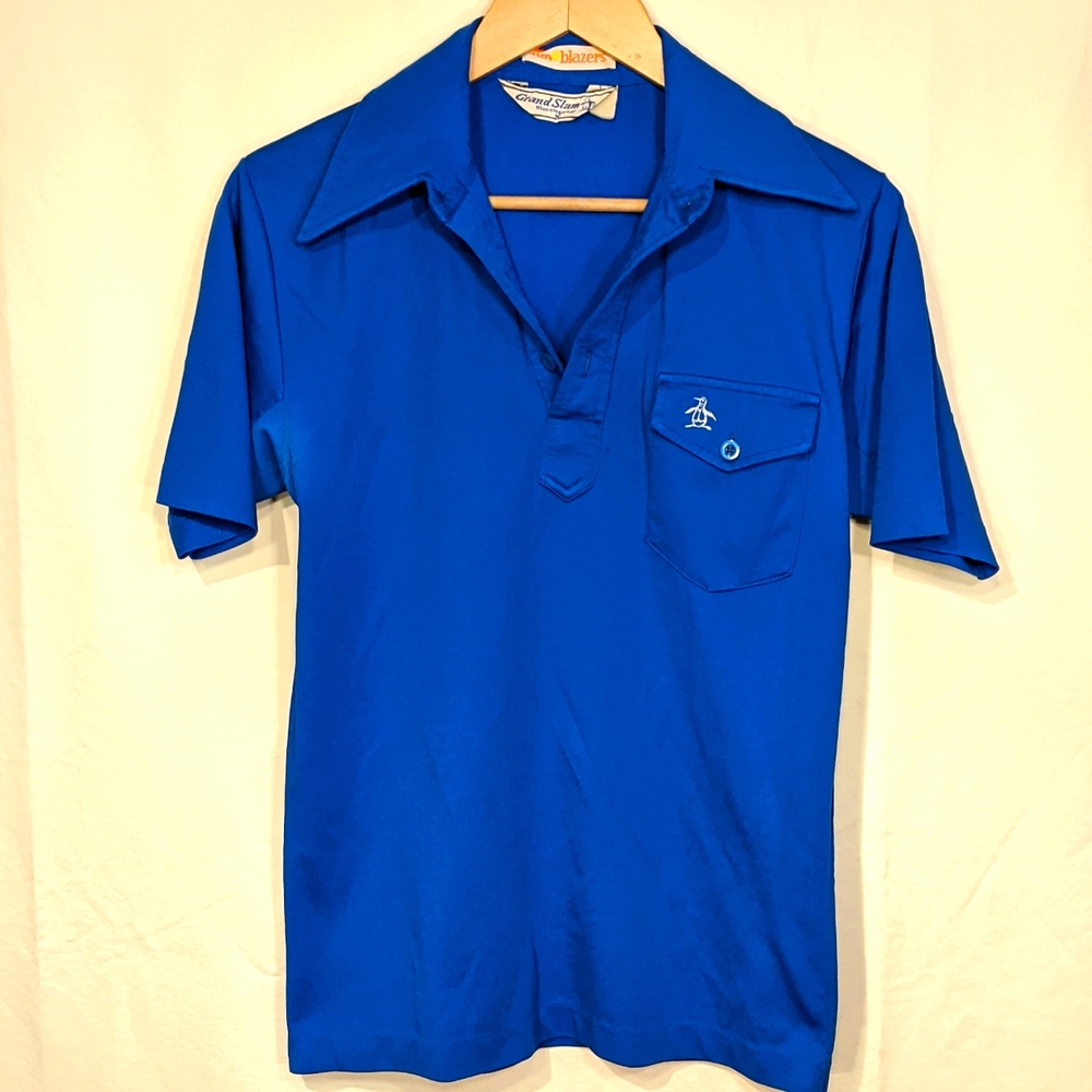Vintage 70's Grand Slam Munsingwear Penguin medium blue polo shirt